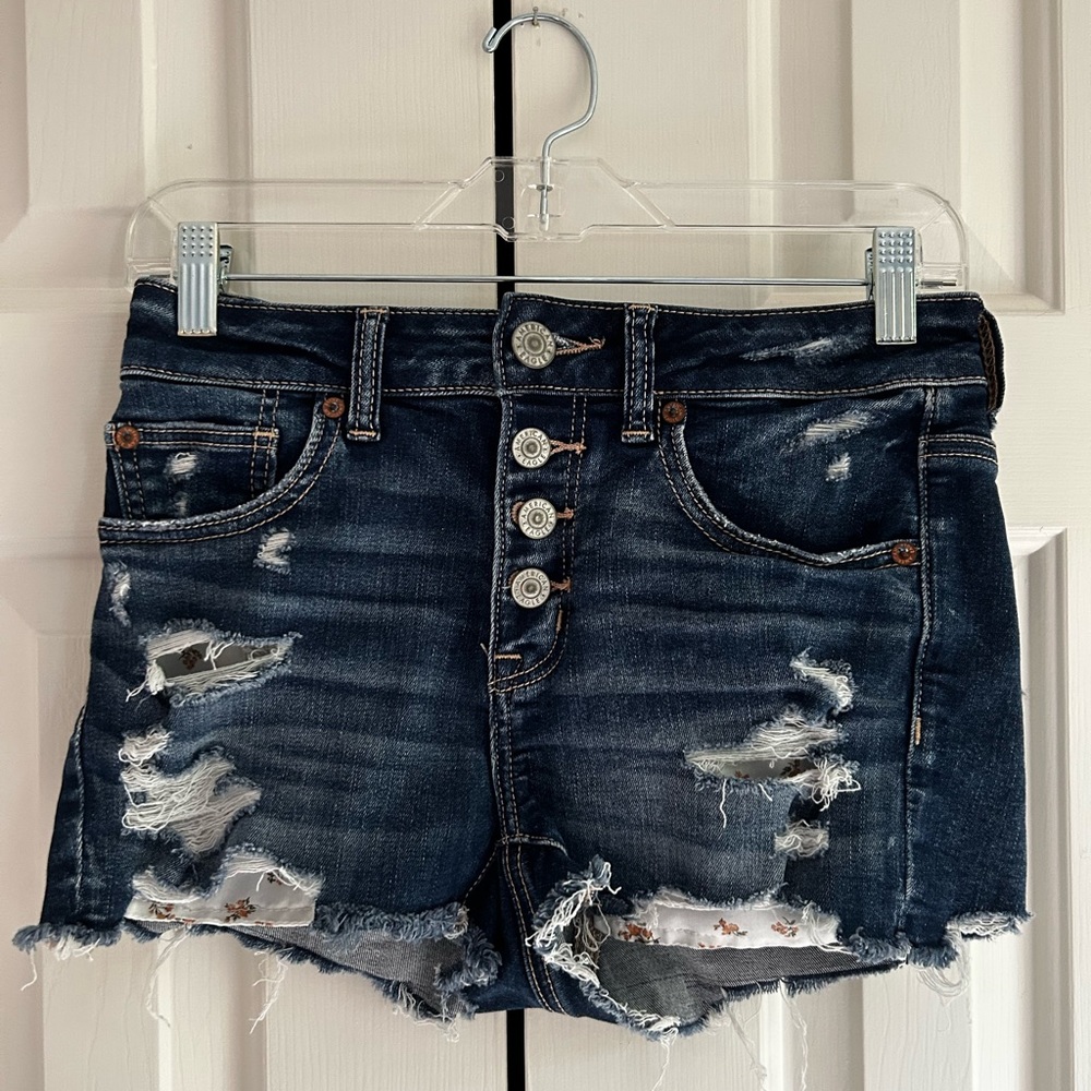 American eagle high/rise shortie jean shorts
